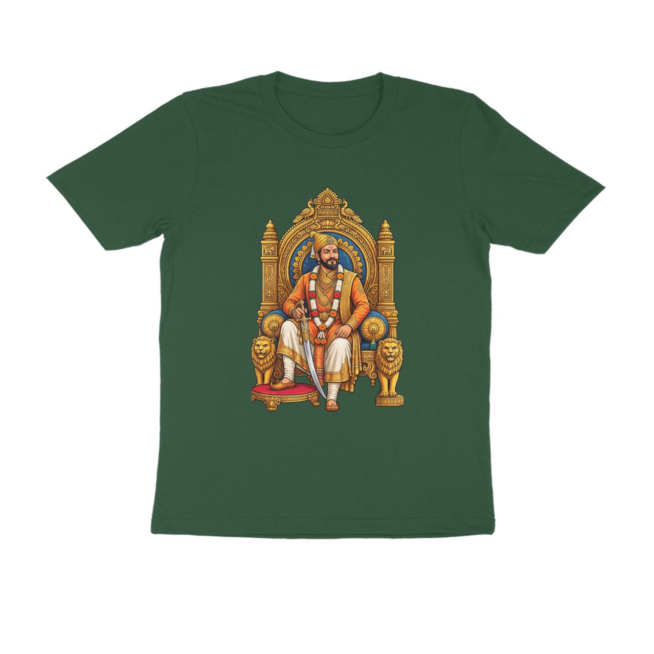 Chhatrapati Shivaji Maharaj T-Shirt | Maratha Warrior King Royal Throne Graphic Tee - Image 2