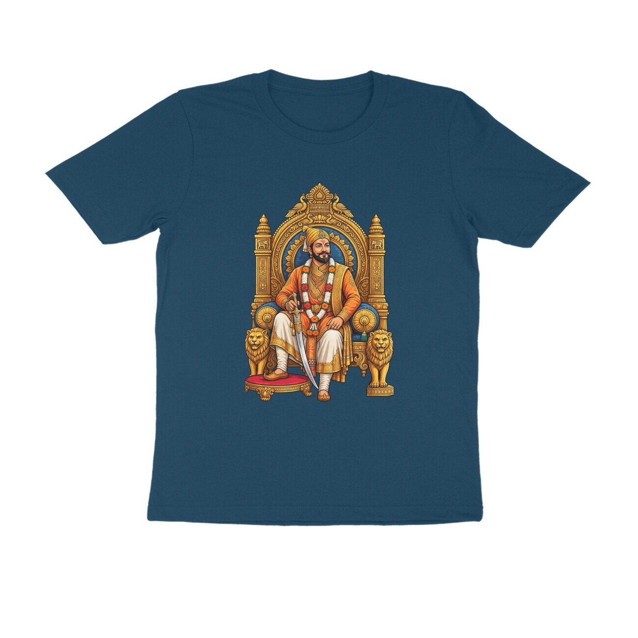 Chhatrapati Shivaji Maharaj T-Shirt | Maratha Warrior King Royal Throne Graphic Tee - Image 3