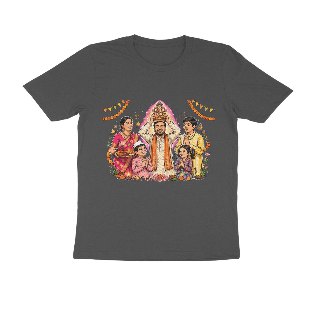 गणेश चतुर्थी T-Shirt | Ganesh Chaturthi, Ganpati Bappa & Marathi Festival Design - Image 2