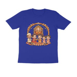 Ganapati Bappa Worship by Kids T-Shirt | Ganesh Chaturthi Children, Devotion & Marathi Culture