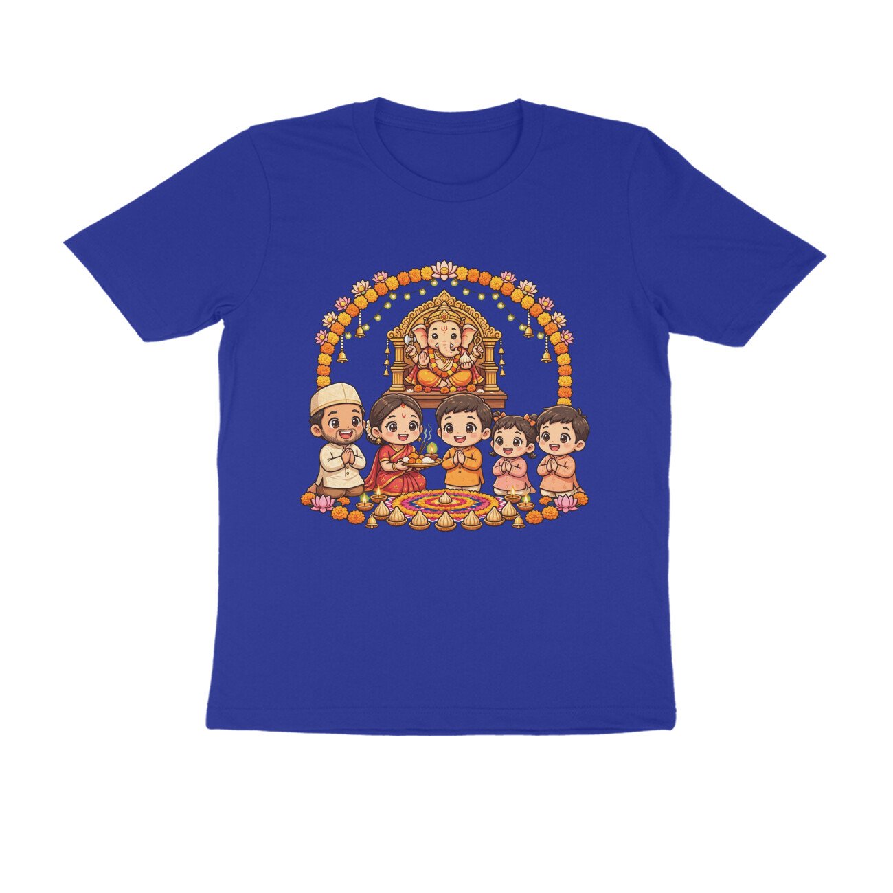 Ganapati Bappa Worship by Kids T-Shirt | Ganesh Chaturthi Children, Devotion & Marathi Culture