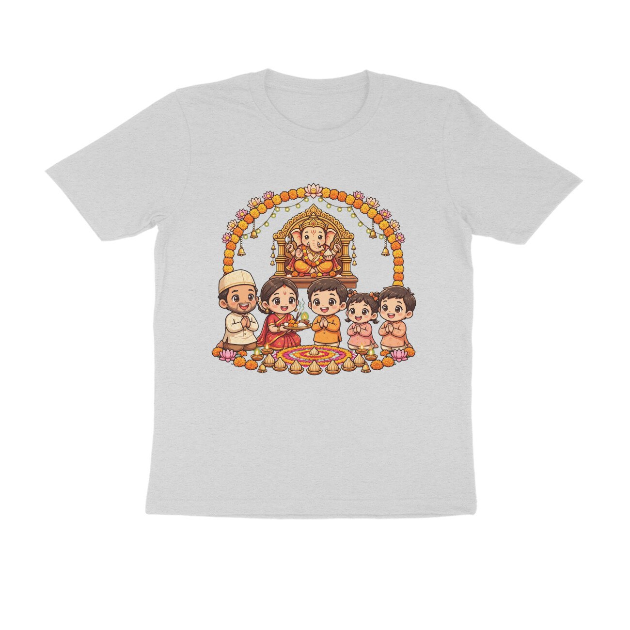 Ganapati Bappa Worship by Kids T-Shirt | Ganesh Chaturthi Children, Devotion & Marathi Culture - Image 17