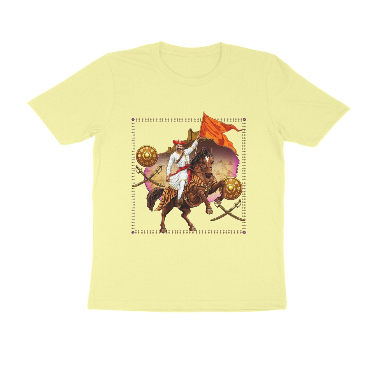 स्वराज्यासाठी बलिदान T-Shirt | Mavla Holding Bhagwa Flag | Maratha Warrior Heritage