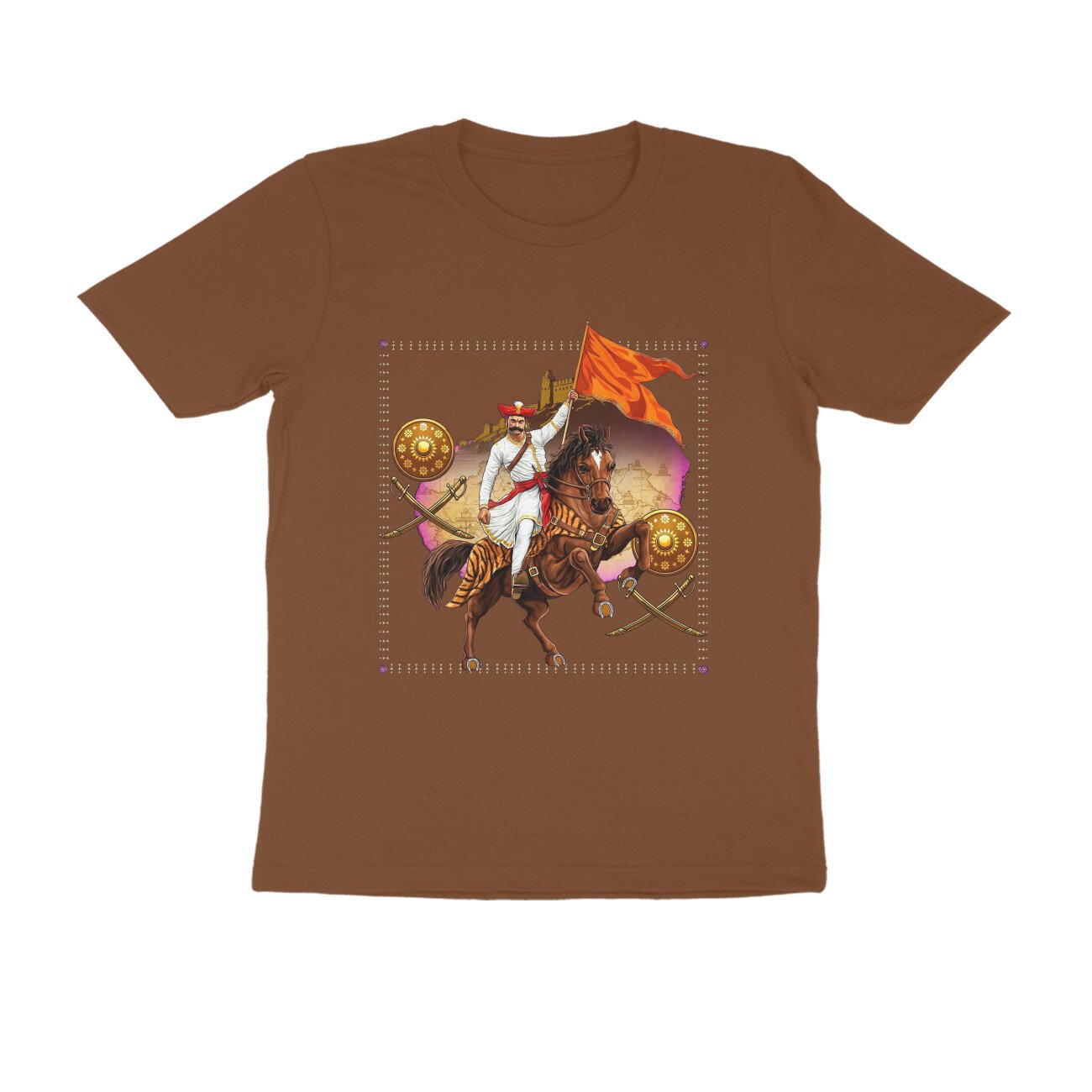 स्वराज्यासाठी बलिदान T-Shirt | Mavla Holding Bhagwa Flag | Maratha Warrior Heritage - Image 5