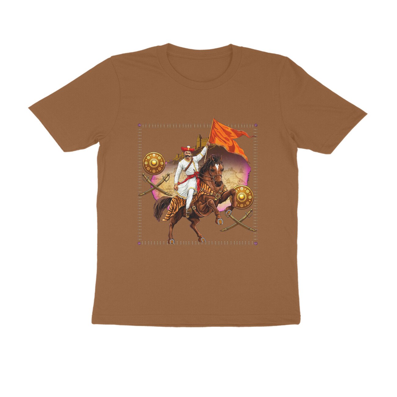 स्वराज्यासाठी बलिदान T-Shirt | Mavla Holding Bhagwa Flag | Maratha Warrior Heritage - Image 6
