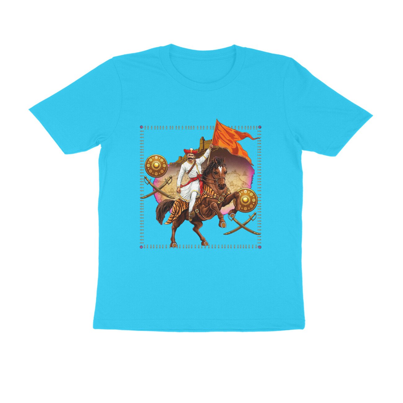 स्वराज्यासाठी बलिदान T-Shirt | Mavla Holding Bhagwa Flag | Maratha Warrior Heritage - Image 7