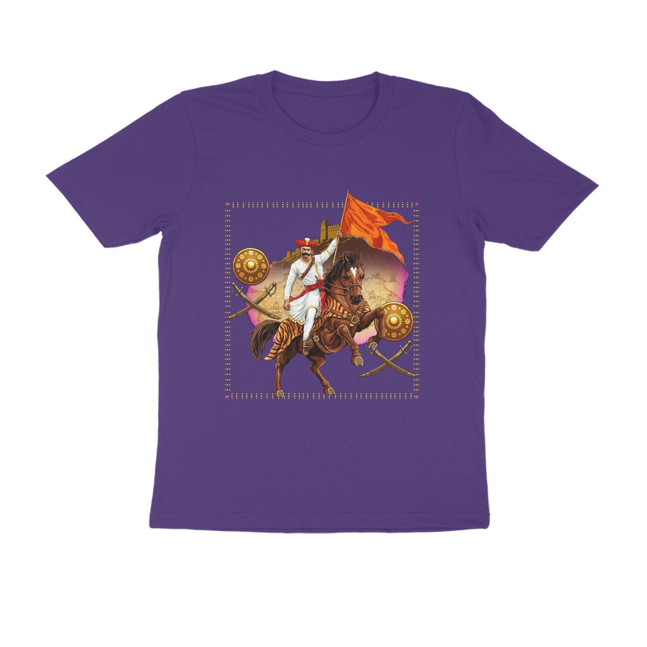 स्वराज्यासाठी बलिदान T-Shirt | Mavla Holding Bhagwa Flag | Maratha Warrior Heritage - Image 10