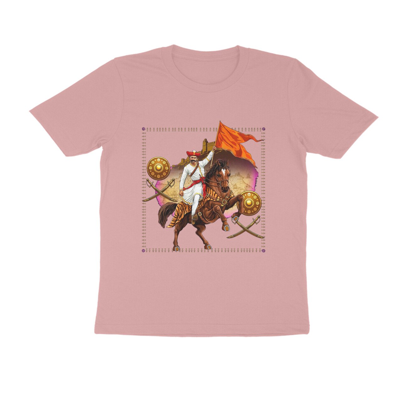 स्वराज्यासाठी बलिदान T-Shirt | Mavla Holding Bhagwa Flag | Maratha Warrior Heritage - Image 12