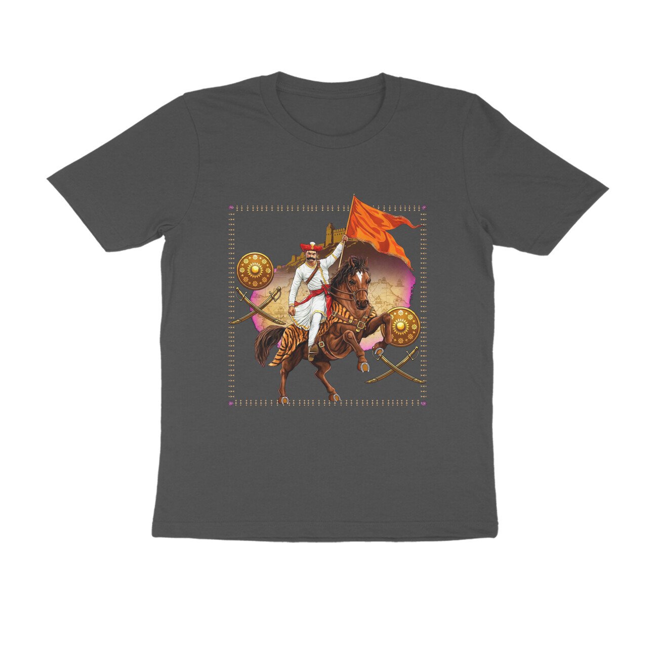 स्वराज्यासाठी बलिदान T-Shirt | Mavla Holding Bhagwa Flag | Maratha Warrior Heritage - Image 13