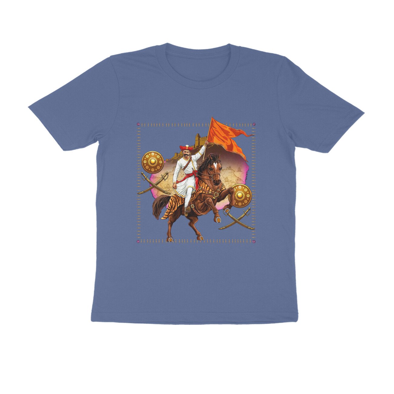 स्वराज्यासाठी बलिदान T-Shirt | Mavla Holding Bhagwa Flag | Maratha Warrior Heritage - Image 15