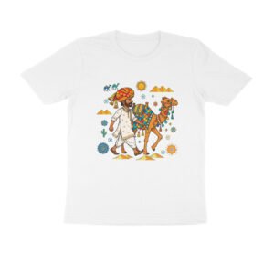 Rajasthani Man with Camel T-Shirt | Rajasthan Desert Folk Art | Traditional Indian Culture