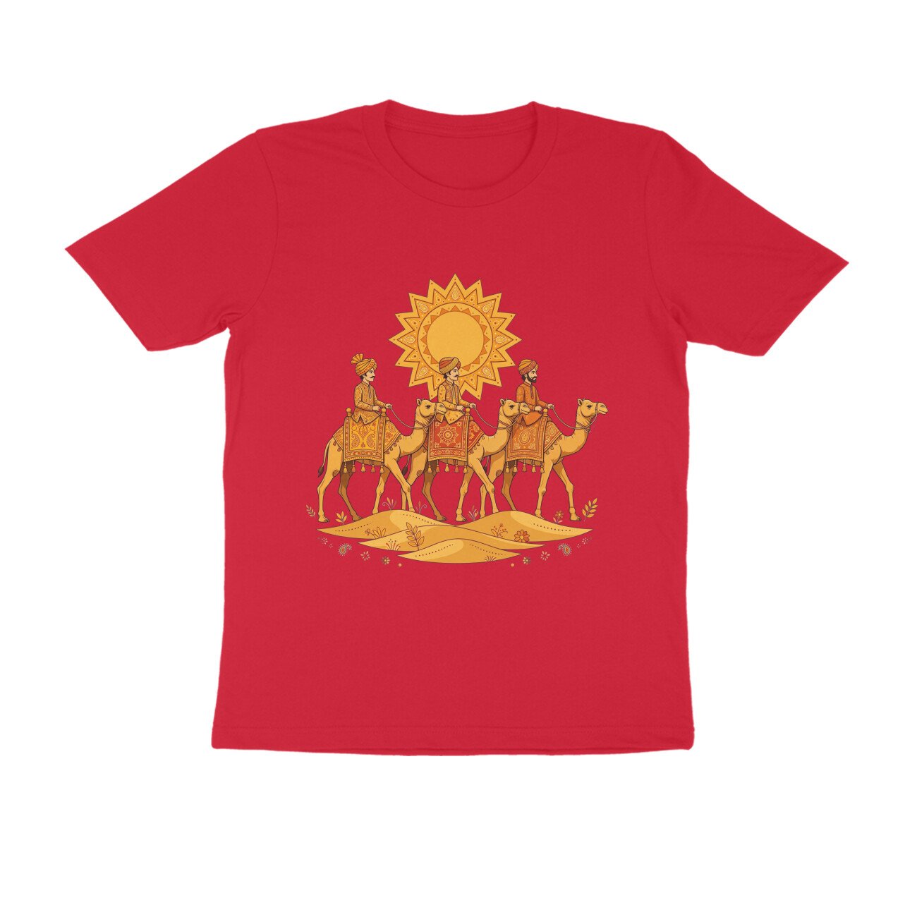 Rajasthani Camel Ride T-Shirt | Thar Desert Rajasthan | Traditional Desert Life Design - Image 3