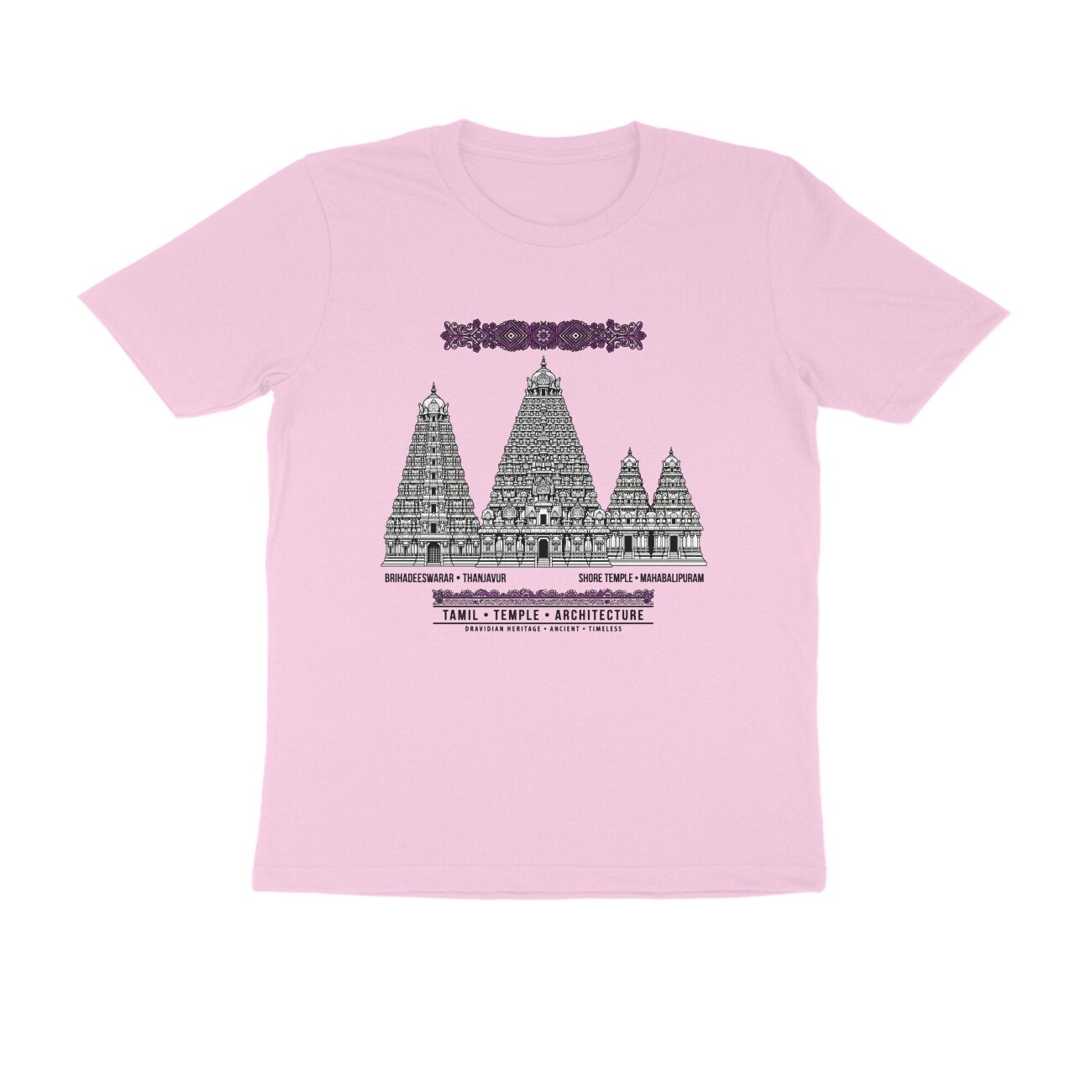 Tamil Nadu Temple Architecture T-Shirt | Brihadeeswarar & Mahabalipuram Temples | Dravidian Art - Image 6