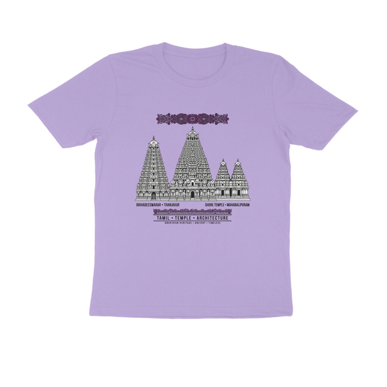 Tamil Nadu Temple Architecture T-Shirt | Brihadeeswarar & Mahabalipuram Temples | Dravidian Art - Image 8