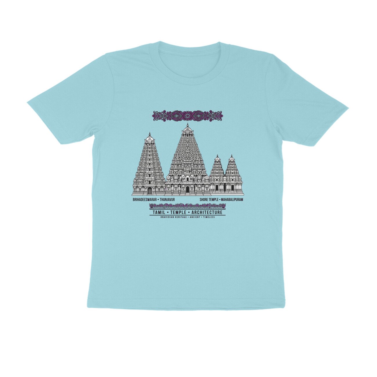 Tamil Nadu Temple Architecture T-Shirt | Brihadeeswarar & Mahabalipuram Temples | Dravidian Art - Image 9