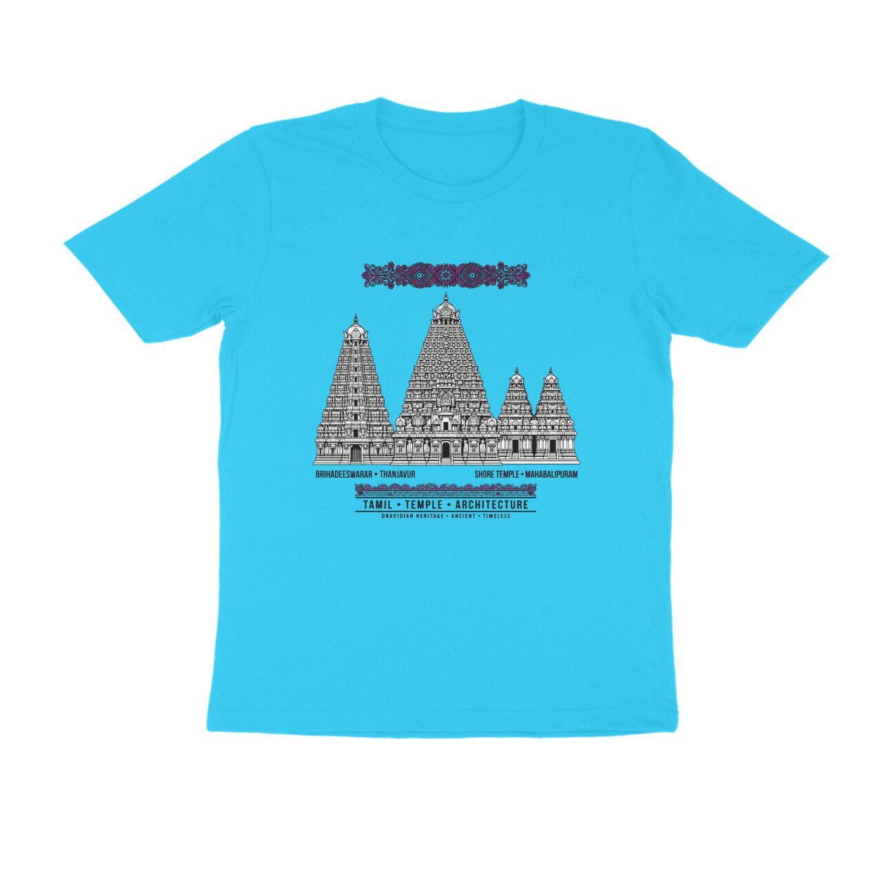 Tamil Nadu Temple Architecture T-Shirt | Brihadeeswarar & Mahabalipuram Temples | Dravidian Art - Image 10