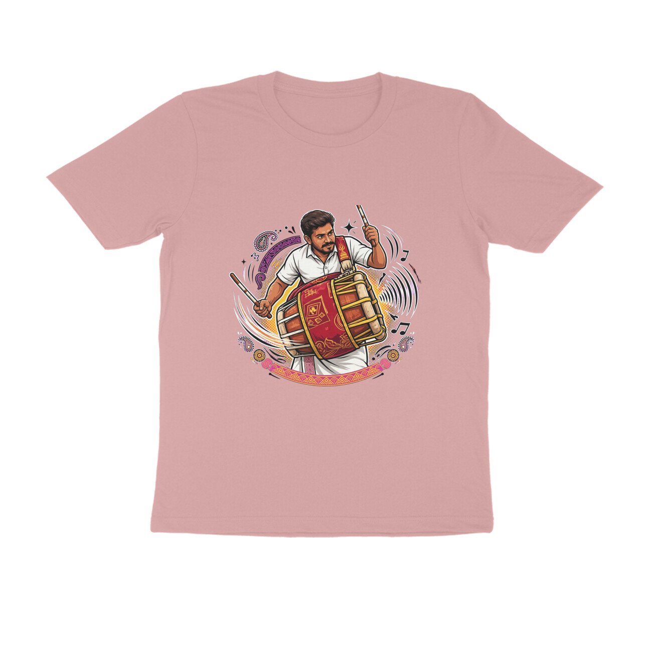 Thavil Player T-Shirt | Tamil Nadu Folk Music | Traditional South Indian Instrument Art - Image 4
