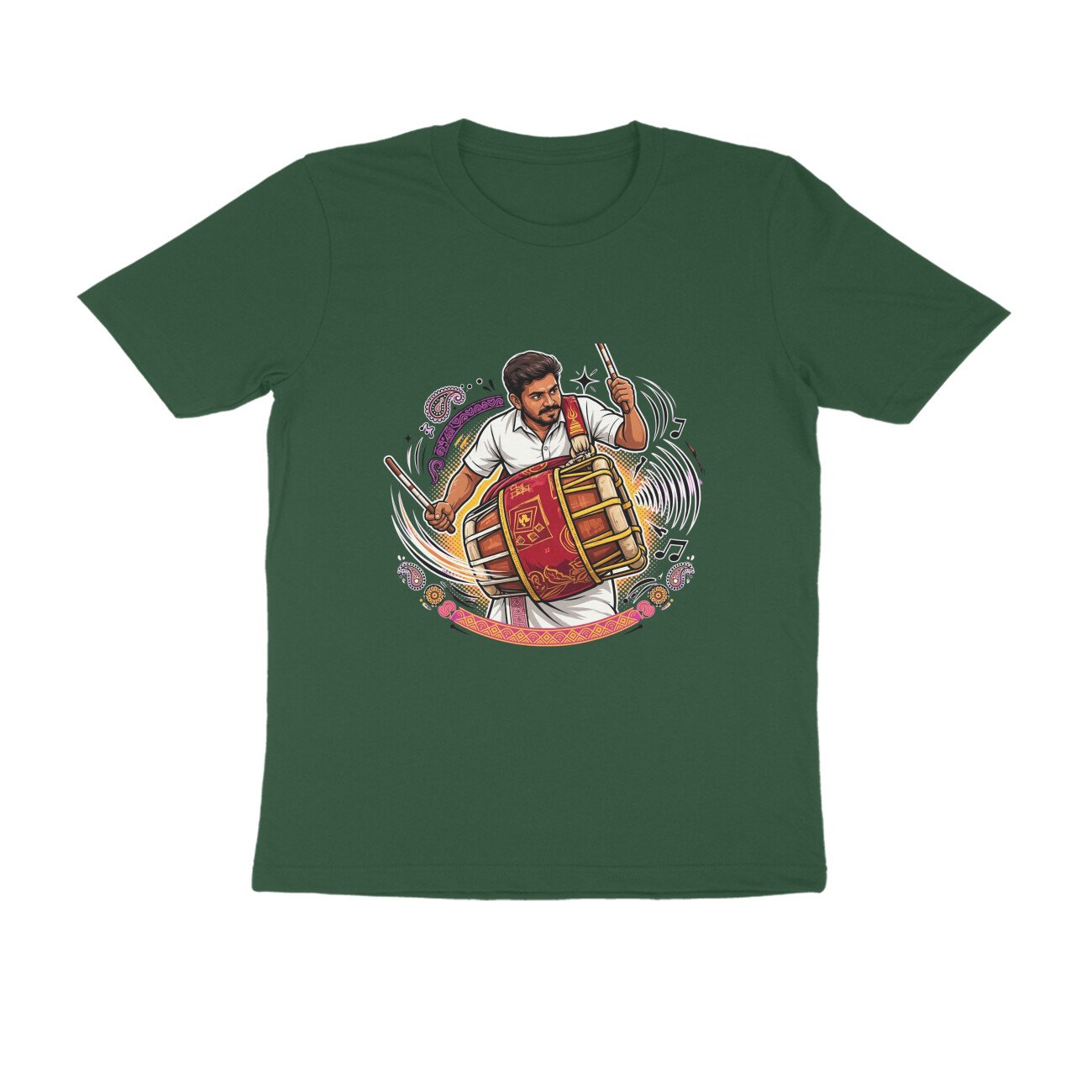 Thavil Player T-Shirt | Tamil Nadu Folk Music | Traditional South Indian Instrument Art - Image 5