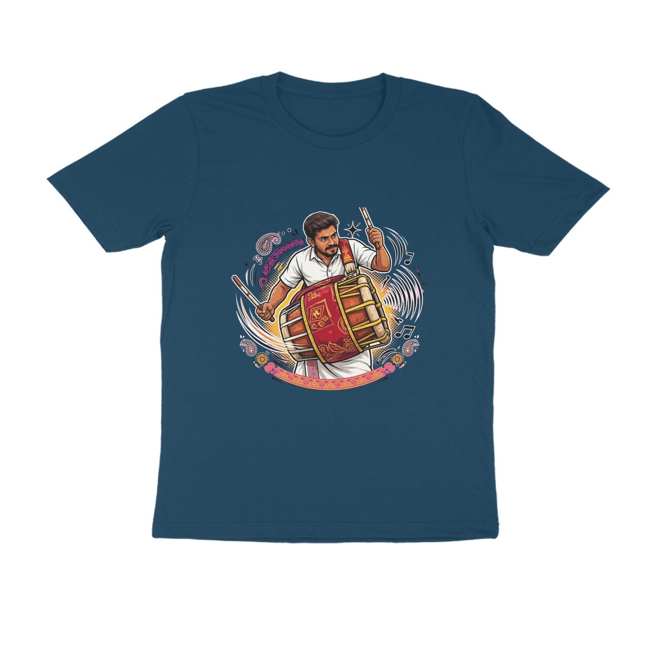 Thavil Player T-Shirt | Tamil Nadu Folk Music | Traditional South Indian Instrument Art - Image 6
