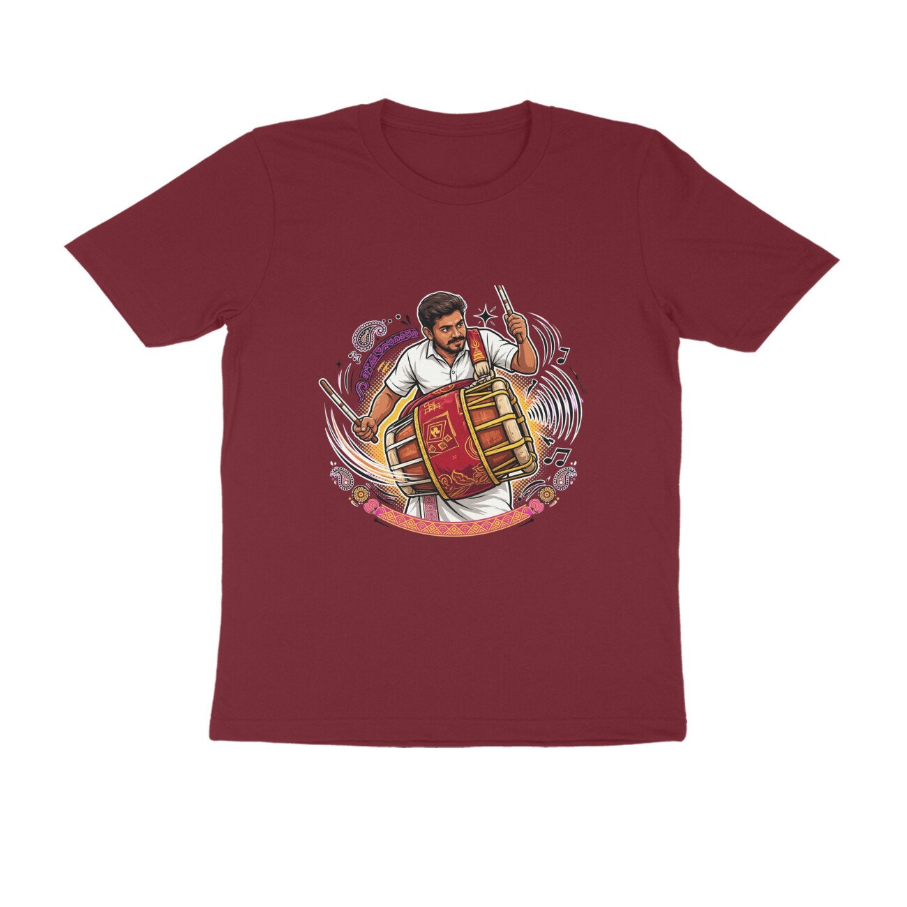 Thavil Player T-Shirt | Tamil Nadu Folk Music | Traditional South Indian Instrument Art - Image 7
