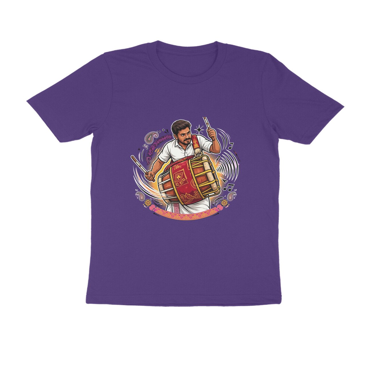 Thavil Player T-Shirt | Tamil Nadu Folk Music | Traditional South Indian Instrument Art - Image 8