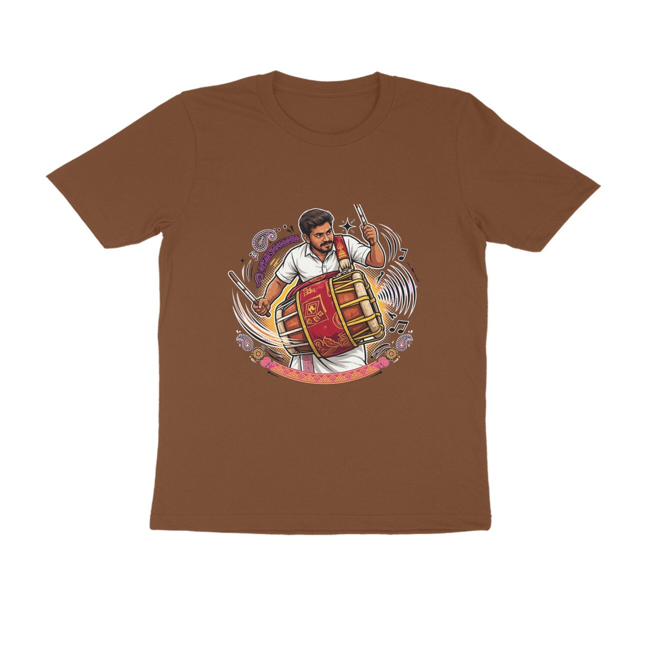 Thavil Player T-Shirt | Tamil Nadu Folk Music | Traditional South Indian Instrument Art - Image 9
