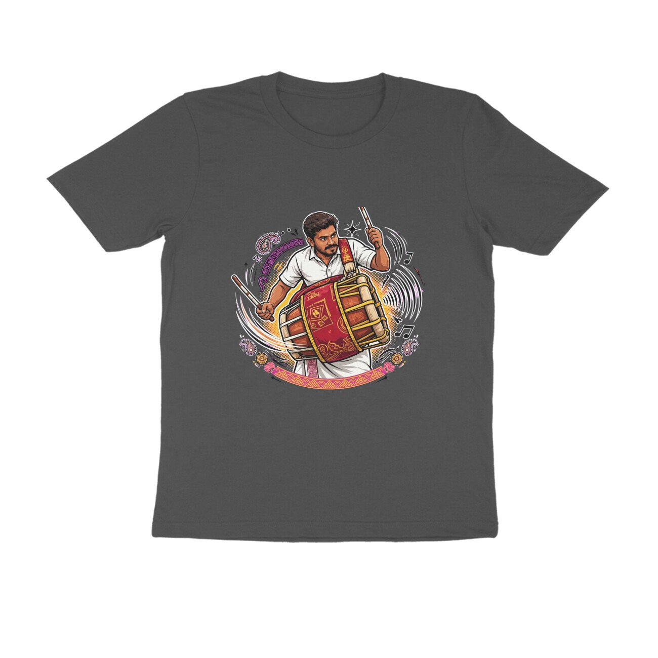Thavil Player T-Shirt | Tamil Nadu Folk Music | Traditional South Indian Instrument Art - Image 10