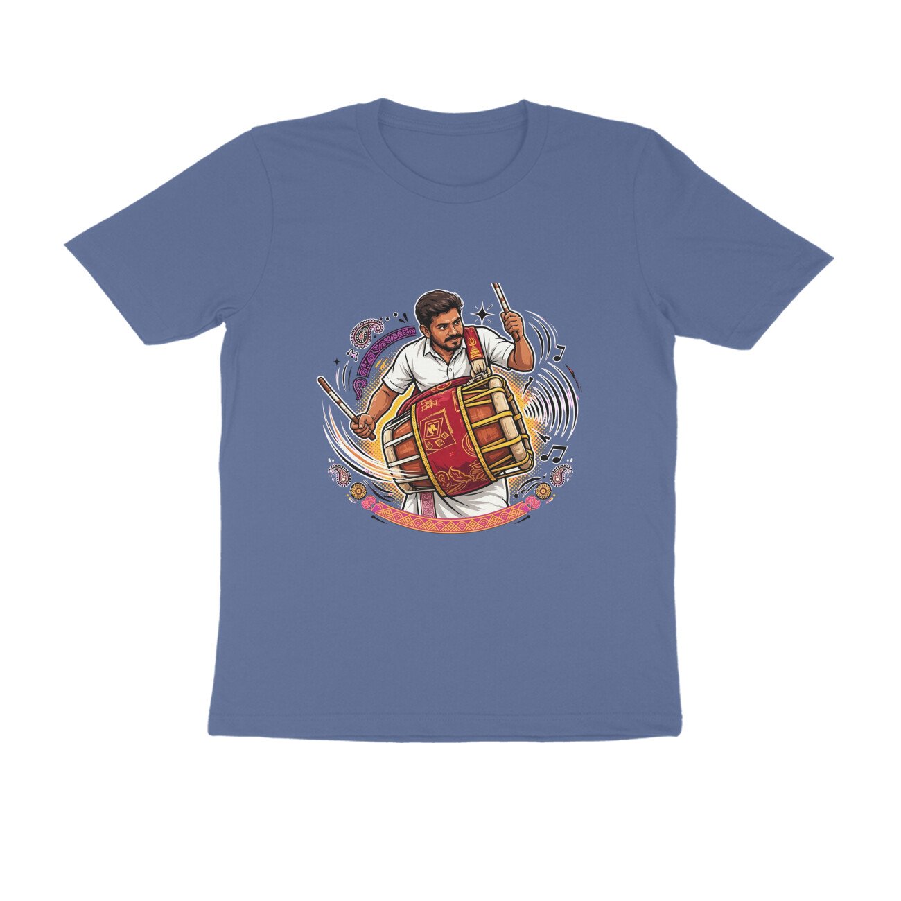 Thavil Player T-Shirt | Tamil Nadu Folk Music | Traditional South Indian Instrument Art - Image 13