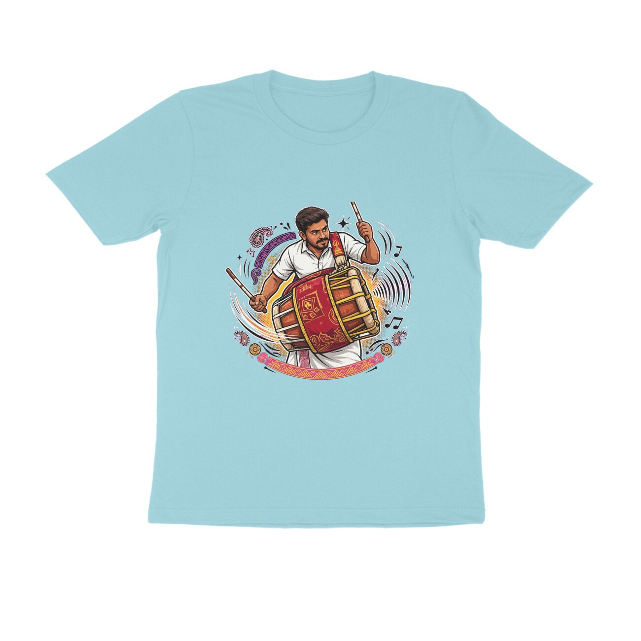 Thavil Player T-Shirt | Tamil Nadu Folk Music | Traditional South Indian Instrument Art - Image 14