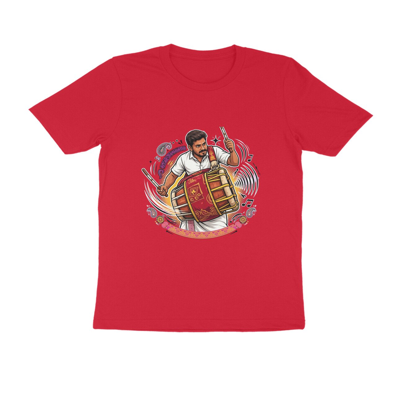 Thavil Player T-Shirt | Tamil Nadu Folk Music | Traditional South Indian Instrument Art - Image 16