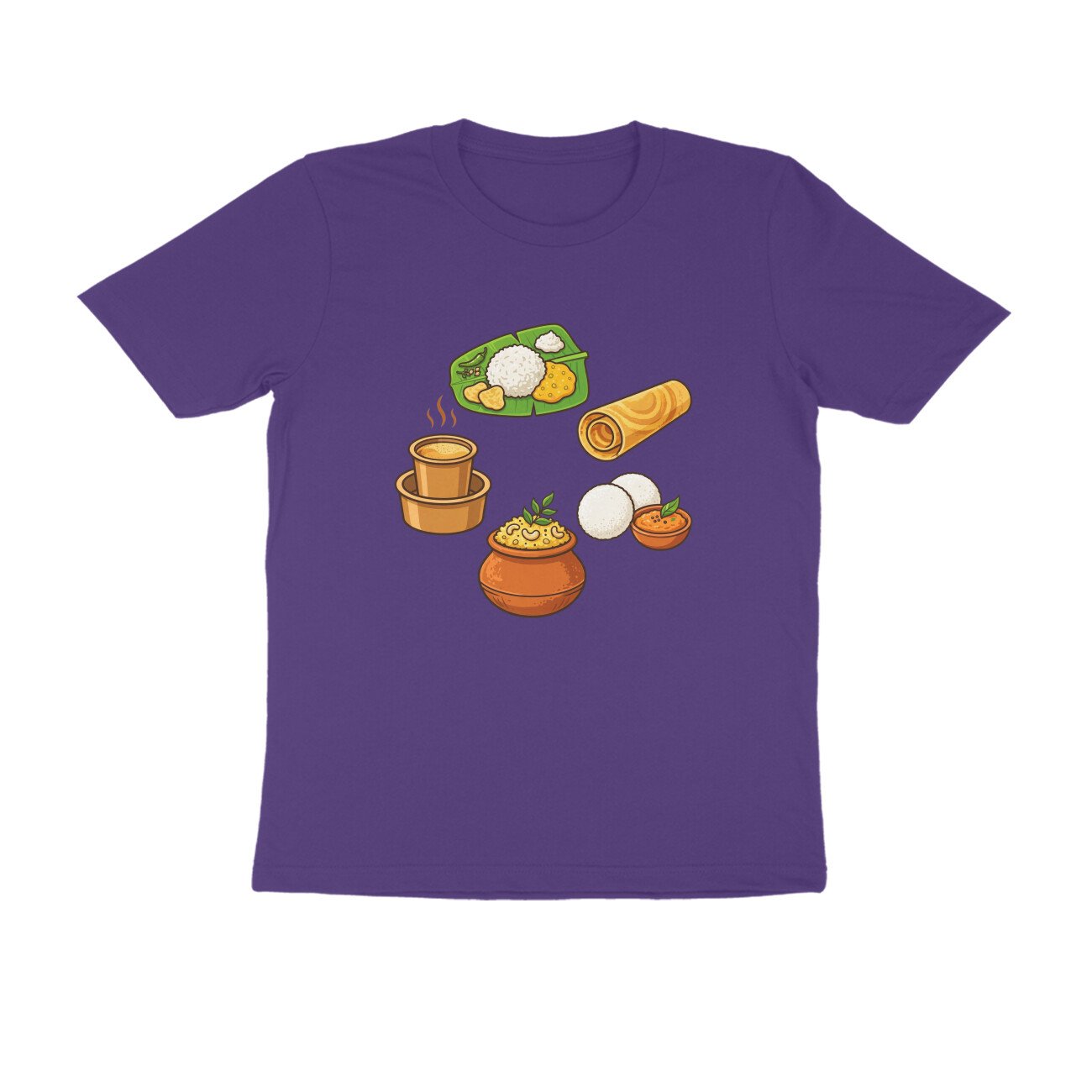 South Indian Food Delicacies T-Shirt | Idli Dosa Pongal Chutney & Banana Leaf Meal