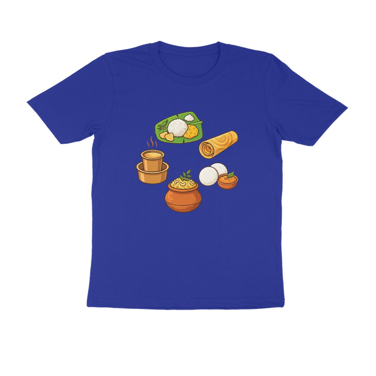 South Indian Food Delicacies T-Shirt | Idli Dosa Pongal Chutney & Banana Leaf Meal - Image 7