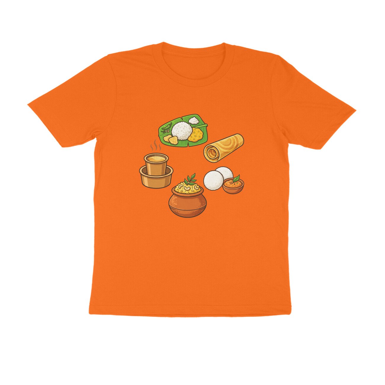 South Indian Food Delicacies T-Shirt | Idli Dosa Pongal Chutney & Banana Leaf Meal - Image 11