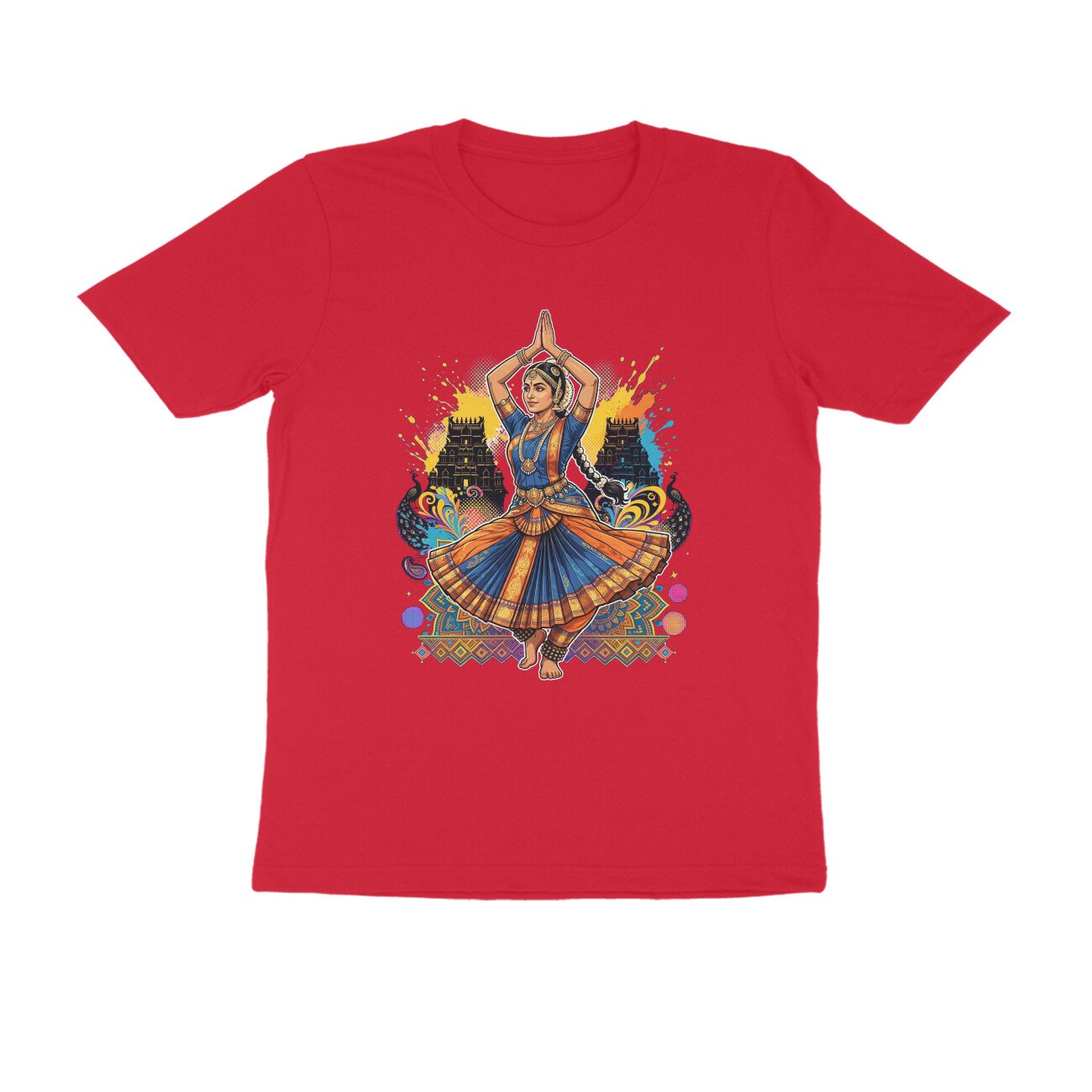 Anjali Above Head T-Shirt | Bharatanatyam Spinning Grace | Indian Classical Dance Art - Image 2