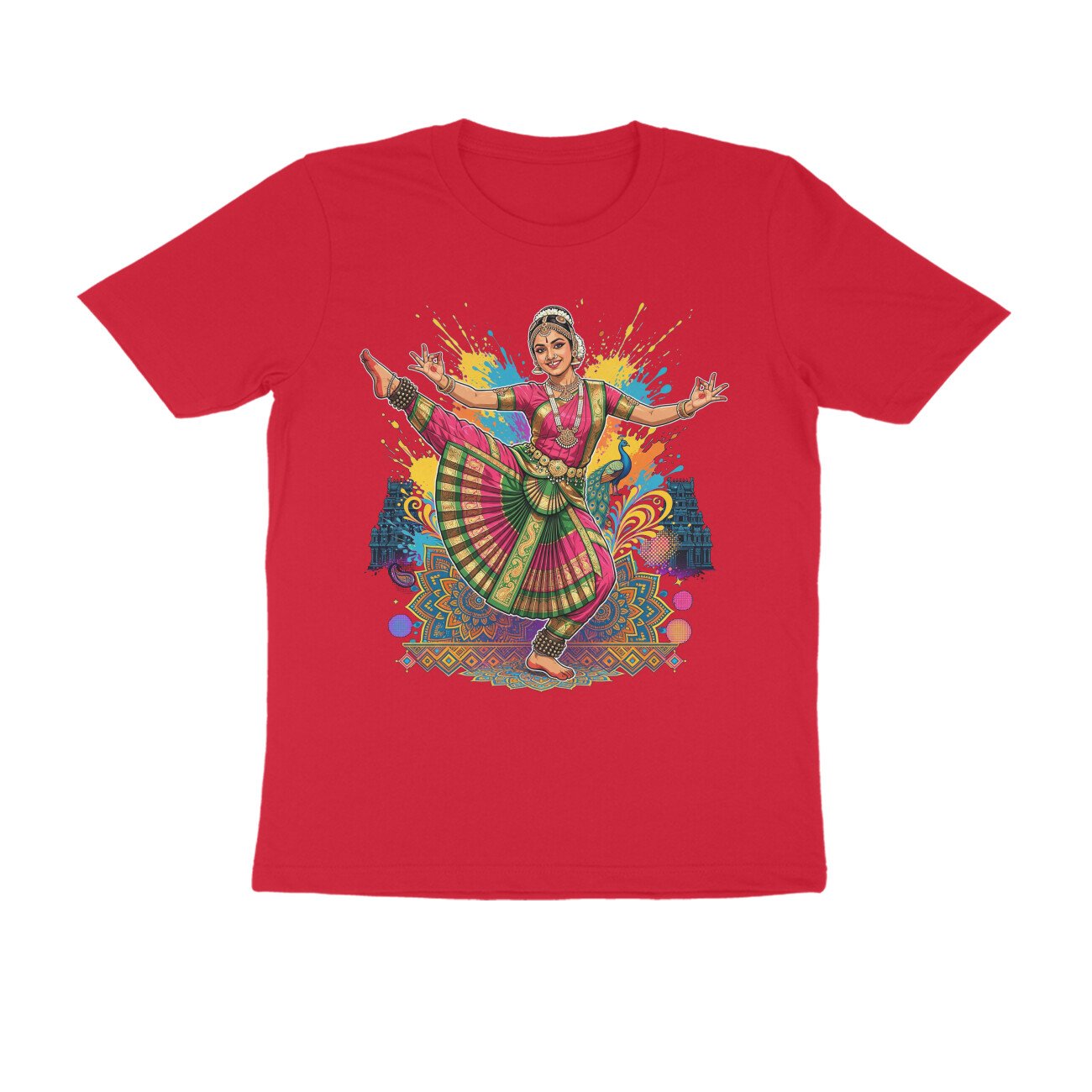 High Leg Lift Alapadma Mudra T-Shirt | Bharatanatyam Dance Pose | Indian Classical Dance Art - Image 2