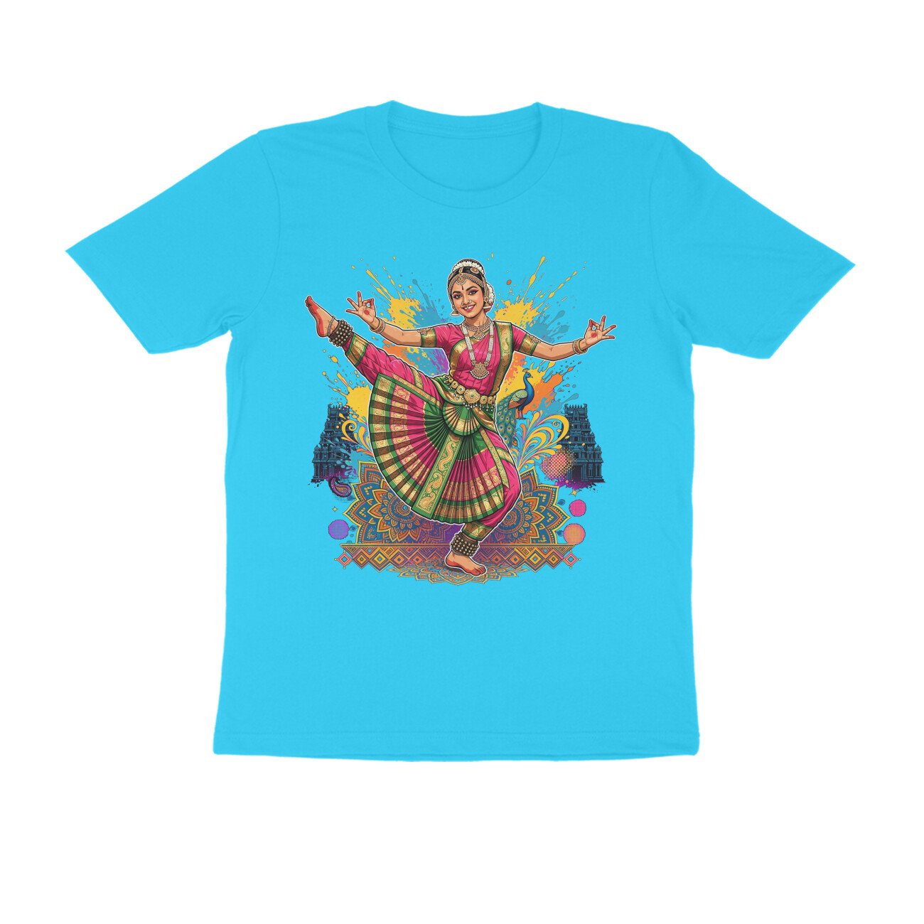 High Leg Lift Alapadma Mudra T-Shirt | Bharatanatyam Dance Pose | Indian Classical Dance Art - Image 3