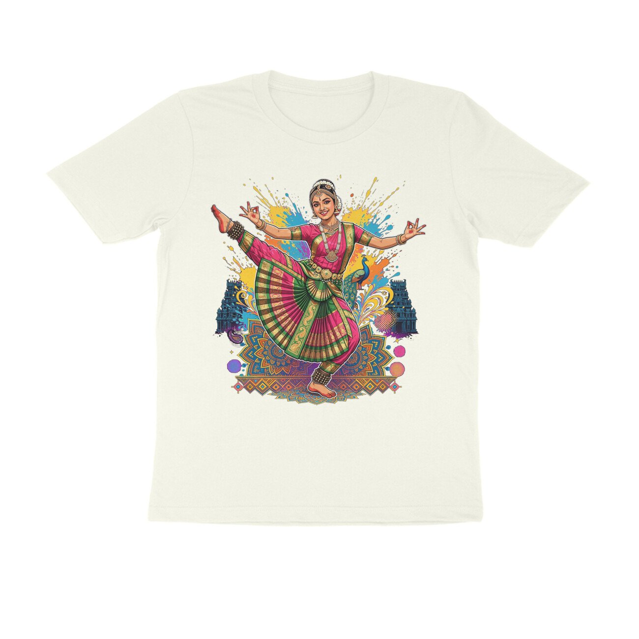 High Leg Lift Alapadma Mudra T-Shirt | Bharatanatyam Dance Pose | Indian Classical Dance Art - Image 8