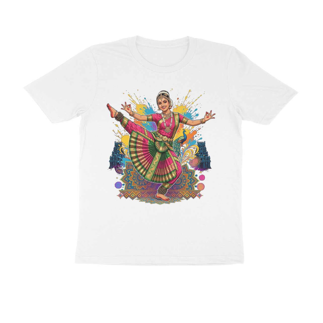 High Leg Lift Alapadma Mudra T-Shirt | Bharatanatyam Dance Pose | Indian Classical Dance Art - Image 9
