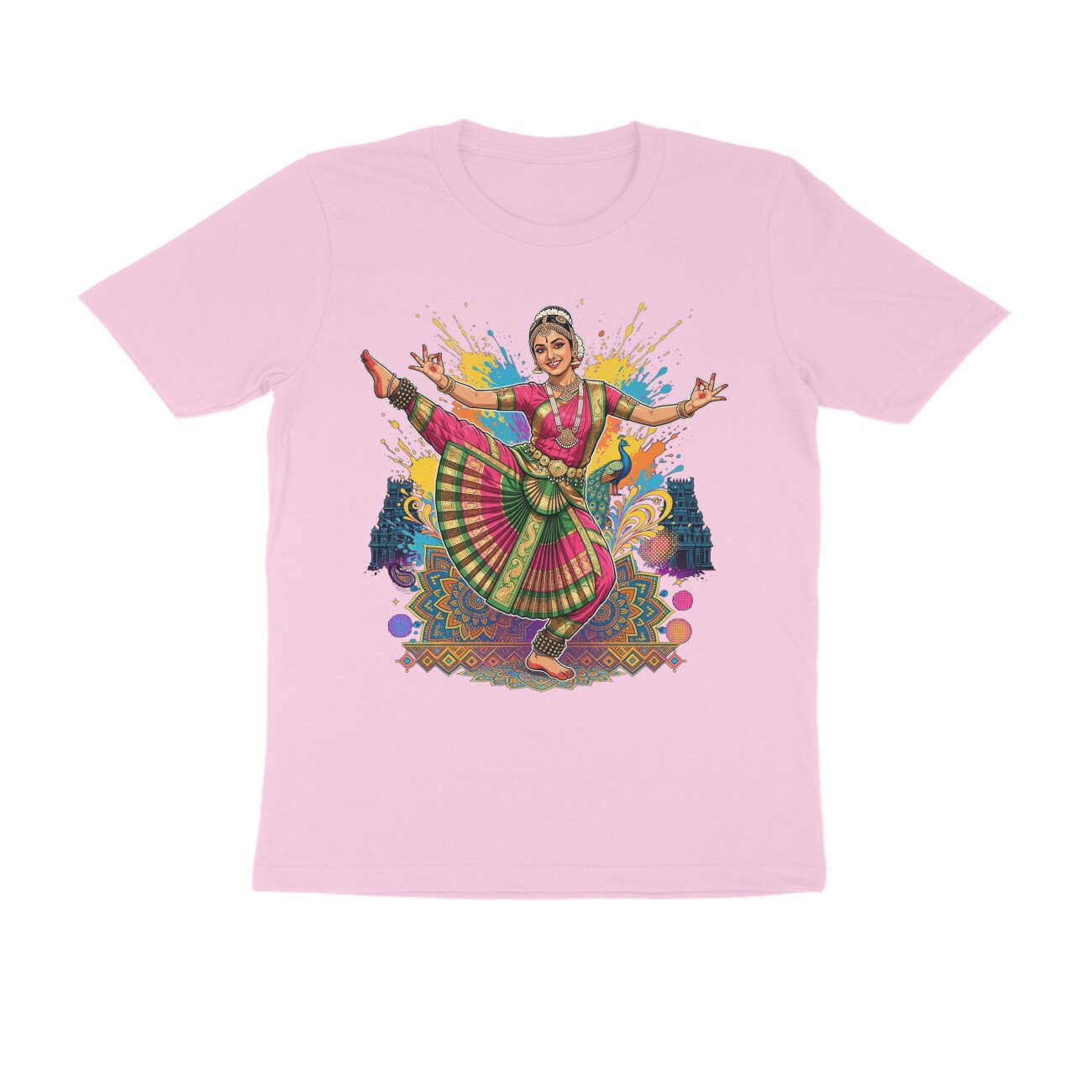 High Leg Lift Alapadma Mudra T-Shirt | Bharatanatyam Dance Pose | Indian Classical Dance Art - Image 11