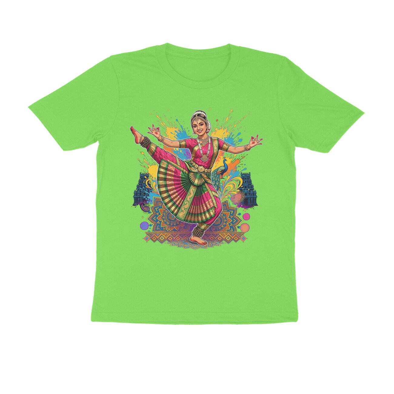 High Leg Lift Alapadma Mudra T-Shirt | Bharatanatyam Dance Pose | Indian Classical Dance Art - Image 12