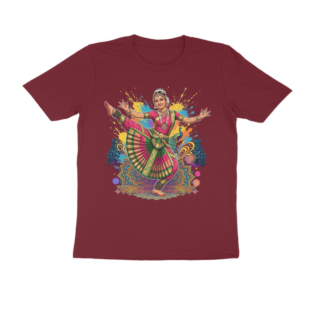 High Leg Lift Alapadma Mudra T-Shirt | Bharatanatyam Dance Pose | Indian Classical Dance Art - Image 13