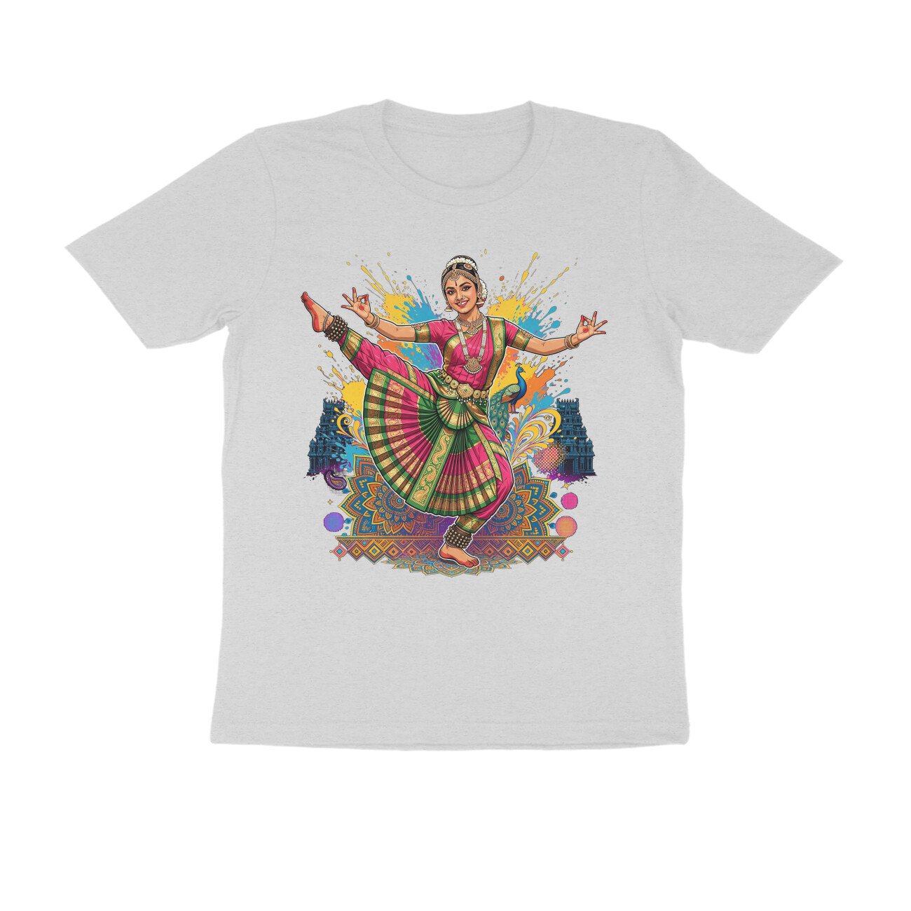 High Leg Lift Alapadma Mudra T-Shirt | Bharatanatyam Dance Pose | Indian Classical Dance Art - Image 14