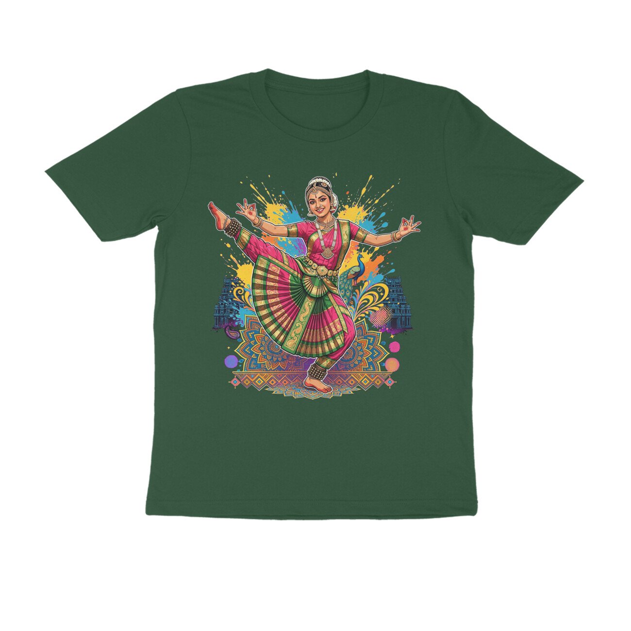 High Leg Lift Alapadma Mudra T-Shirt | Bharatanatyam Dance Pose | Indian Classical Dance Art - Image 15