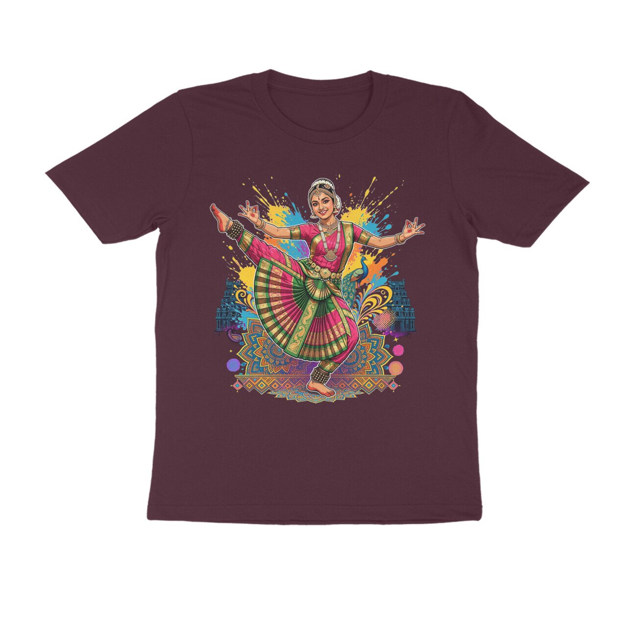High Leg Lift Alapadma Mudra T-Shirt | Bharatanatyam Dance Pose | Indian Classical Dance Art - Image 18