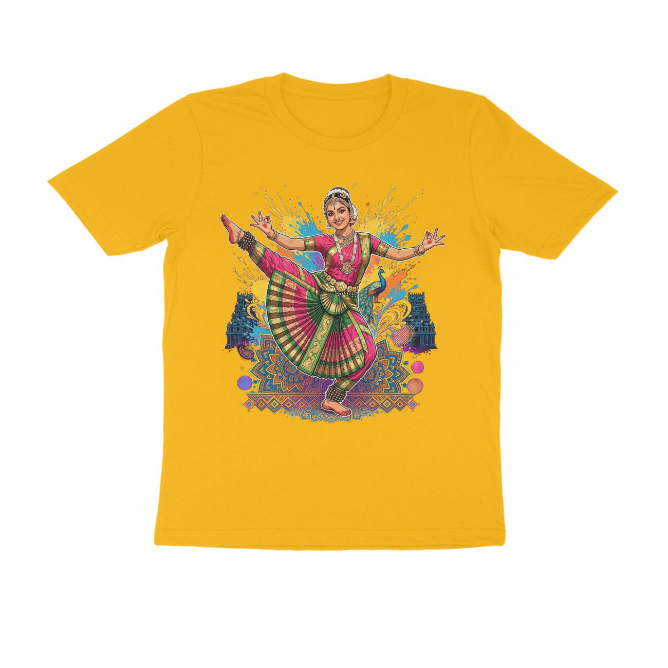 High Leg Lift Alapadma Mudra T-Shirt | Bharatanatyam Dance Pose | Indian Classical Dance Art - Image 19