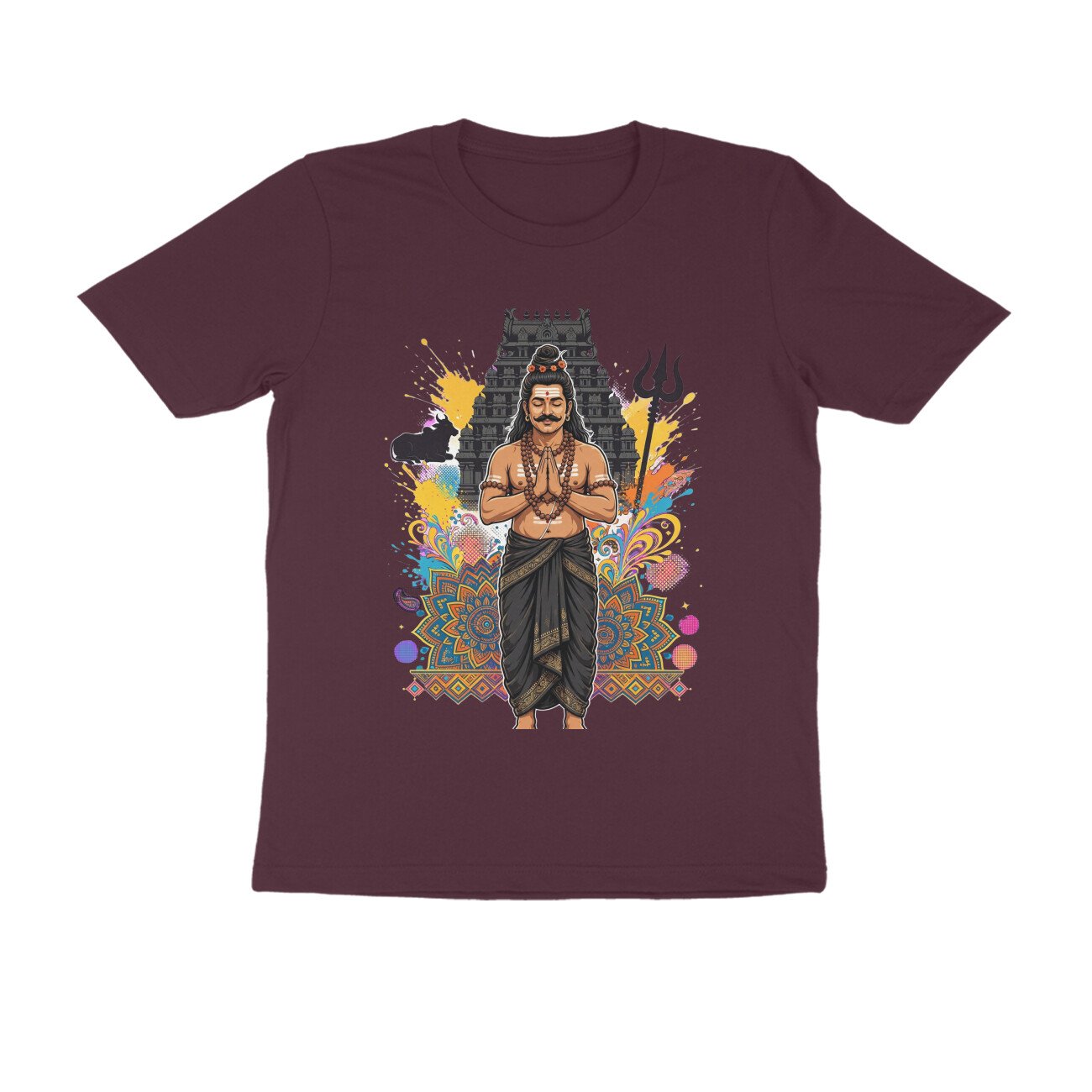 Tamil Shiva Devotee Praying T-Shirt | Lord Shiva Bhakti | Tamil Shaivism & Spiritual Art - Image 3