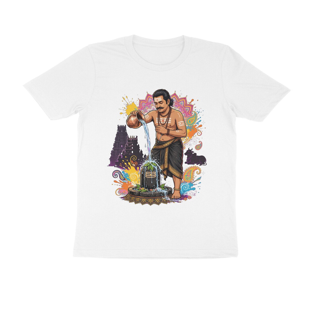 Tamil Shiva Devotee Abhishek T-Shirt | Shiva Linga Puja | Lord Shiva Bhakti & Tamil Heritage