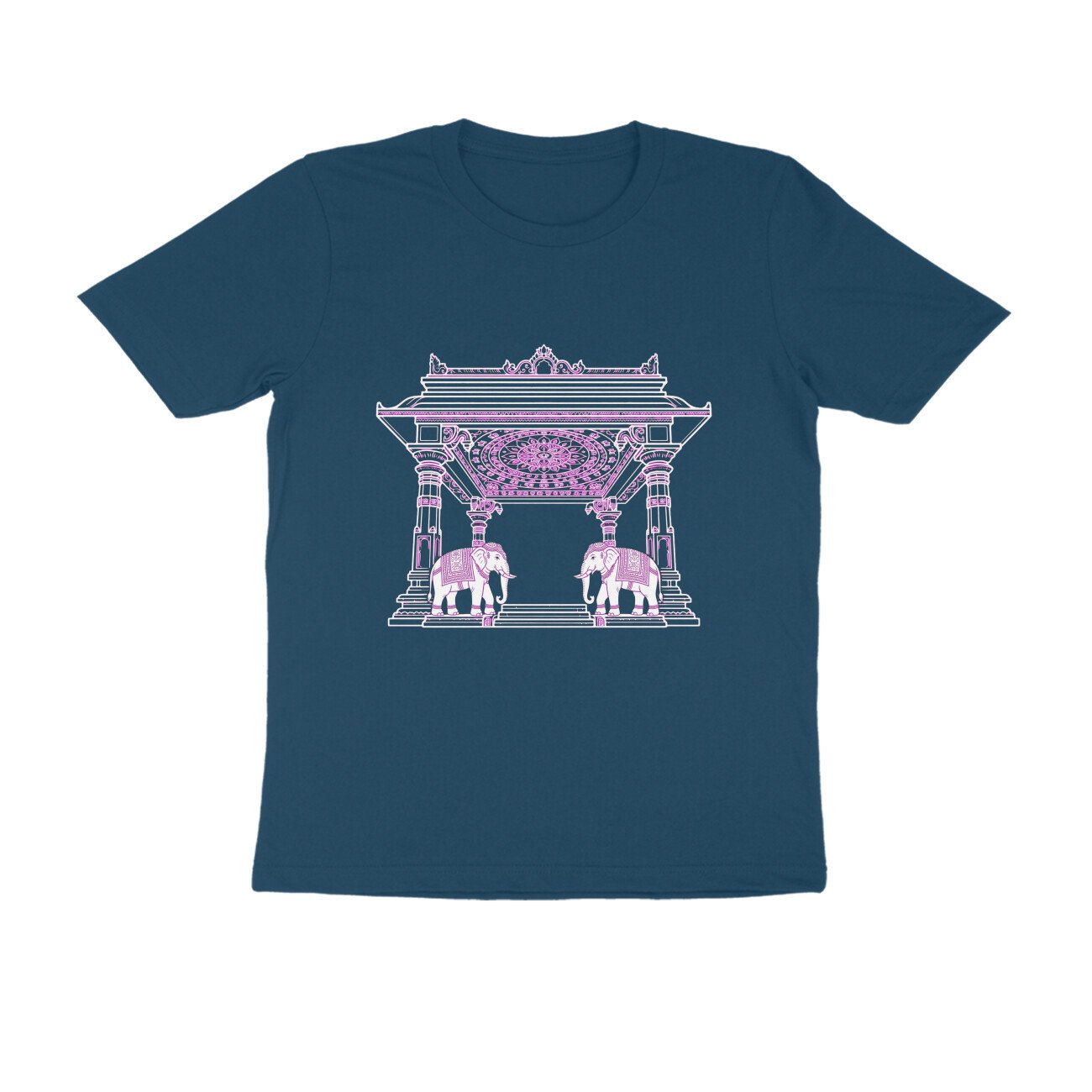 Temple Architecture Mandapa Linework T-Shirt | Indian Temple Art | South Indian Heritage Design - Image 2