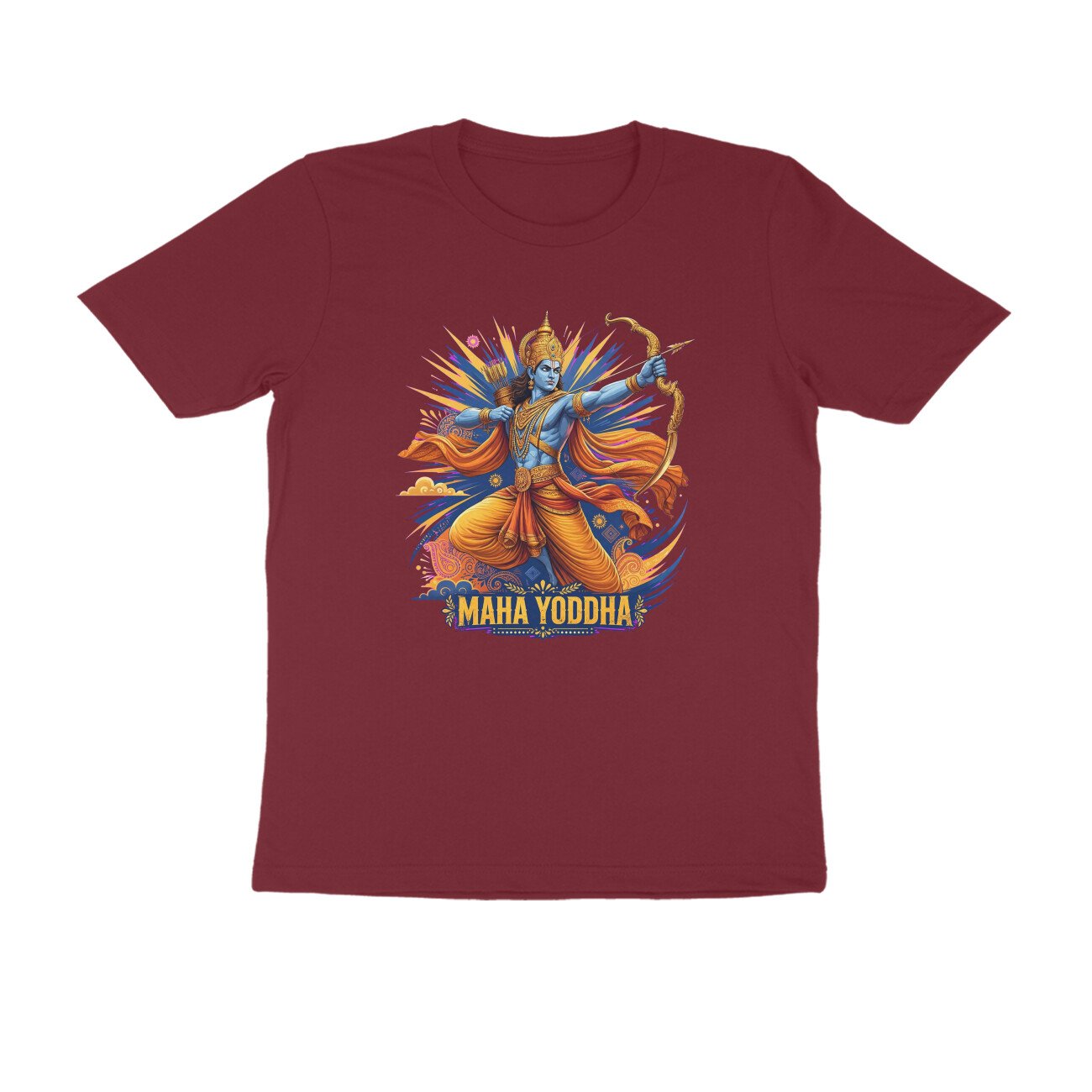 Maha Yodha Shri Ram T-Shirt | महायोद्धा श्री राम | Fighting Adharma | Ram Bhakti Warrior Design - Image 2