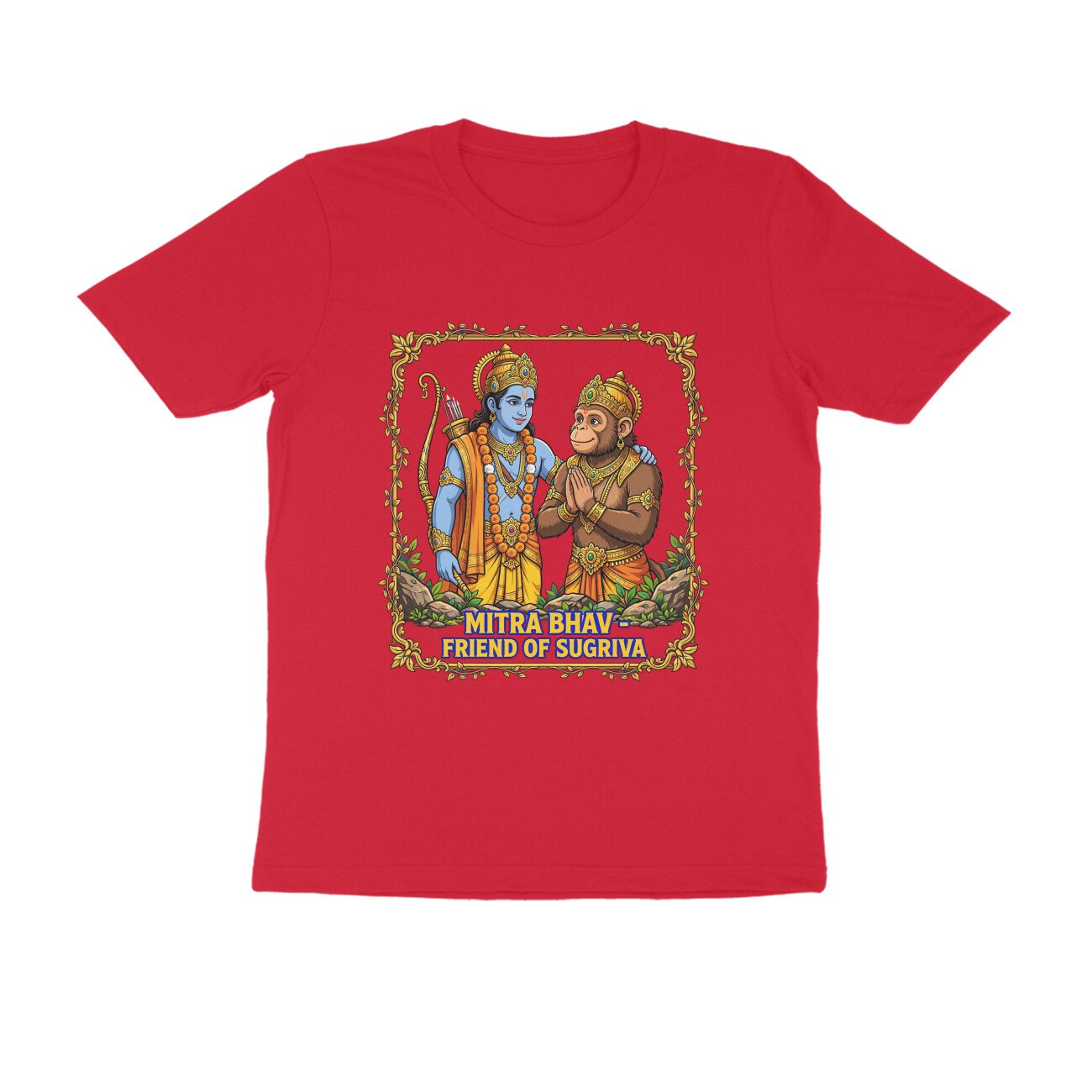 Mitra Bhav Shri Ram T-Shirt | मित्र भाव श्री राम | Ram & Sugriva Friendship | Ramayana - Image 2